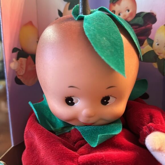 Vintage Red Apple Fruit Babies Strawberry Fruit Doll  Rubber Face - Picture 3 of 8